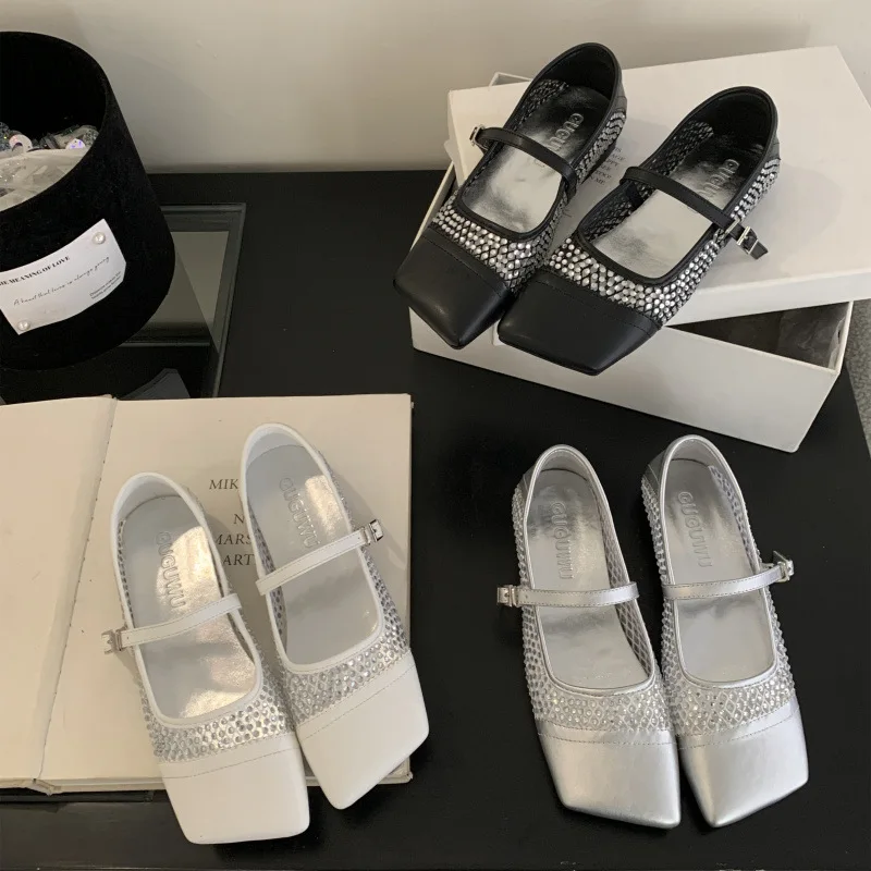 

Mixed Colors Shoes Woman 2025 Square Toe Casual Female Sneakers Ballet Flats Ladies' Footwear New Summer Ballerinas Dress Fabric