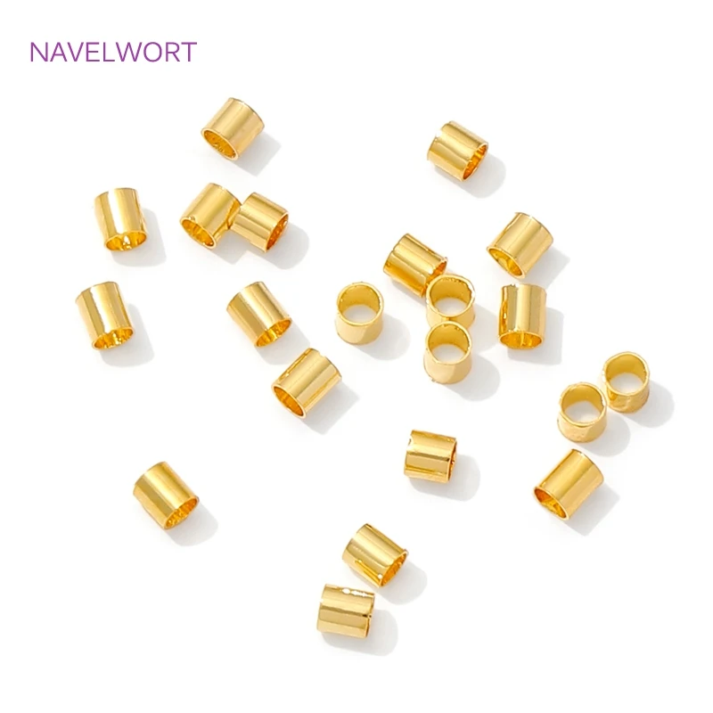 100/200pcs 18K Gold Plated Brass 2mm Tube Crimp End Beads Stopper Spacer Beads For DIY Bracelet Jewelry Making Accessories image 6