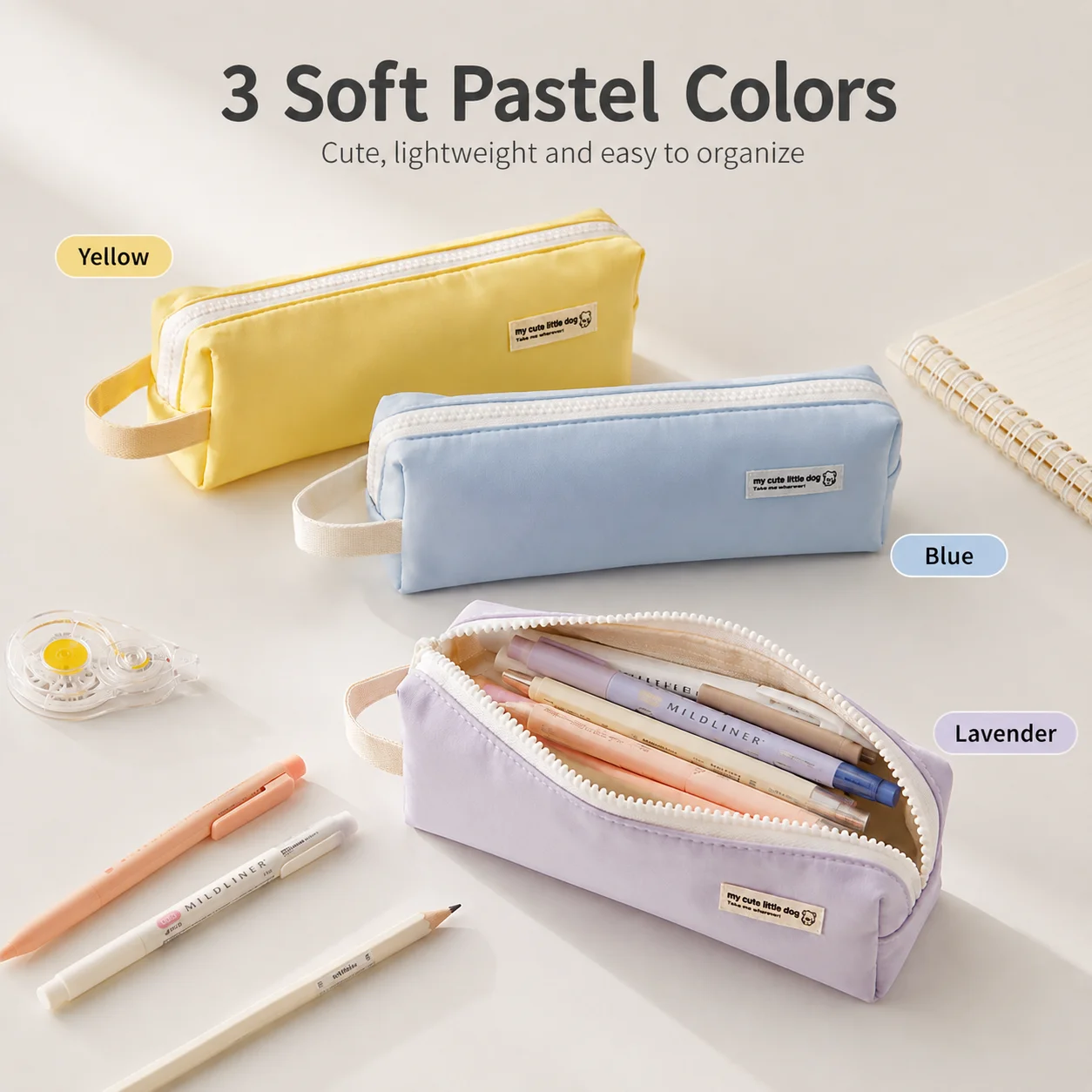 Portable Multi-functional Pencil Case Large Capacity Nylon Stationery Bag Handheld Water-resistant Storage Bag