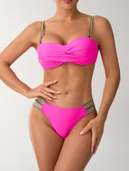 Bikini Women Swimsuit 2026 New Solid Sling Bikinis Set Sexy Thong Swimwear Summer High Waist Two Piece Beach Bathing Suit Female