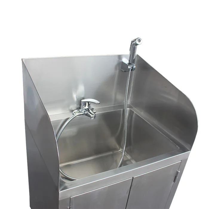 

Medical Equipment 304 Stainless Steel Mop Sink With Faucet & Sidesplashes