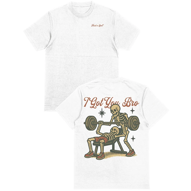 

Fashion Design Men's Cotton T-shirt Skull Fitness Cute Cartoon Graphic Print Women's Round Neck Streetwear Short Sleeve Top