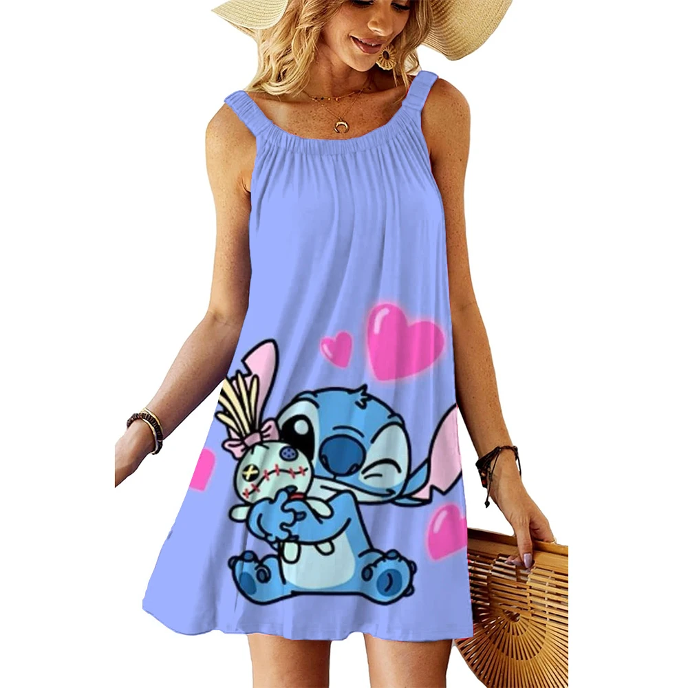 Snoopy kawaii vestidos de praia femininos S-3XL verão anime boho elegante chique vestido estilingue jovem mulher roupas sanrio y2k 2025 sexy