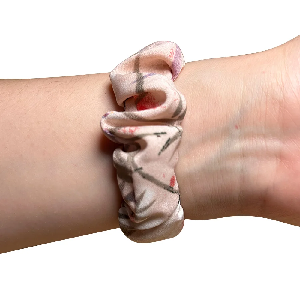 Bracelet for Huawei Band 10/ 9 / 8 Strap Scrunchies Cloth Soft Pattern Printed Fabric Wristband Bracelet Women Elastic Watchband