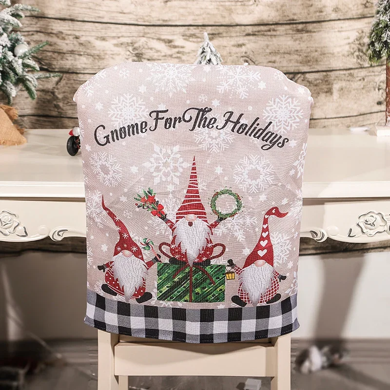 Chair Cover Christmas Cartoon Patterns Print Seat Cover Slipcover Dust Cap for Chair Black White/Red Black