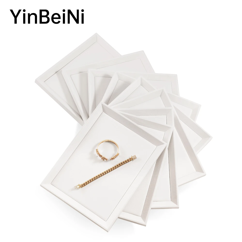 YinBeiNi Bracelet Ring Necklace Earrings Storage Tray PU Leather Jewelry Display Pallet Bangle Pendant Organizer Tray P008