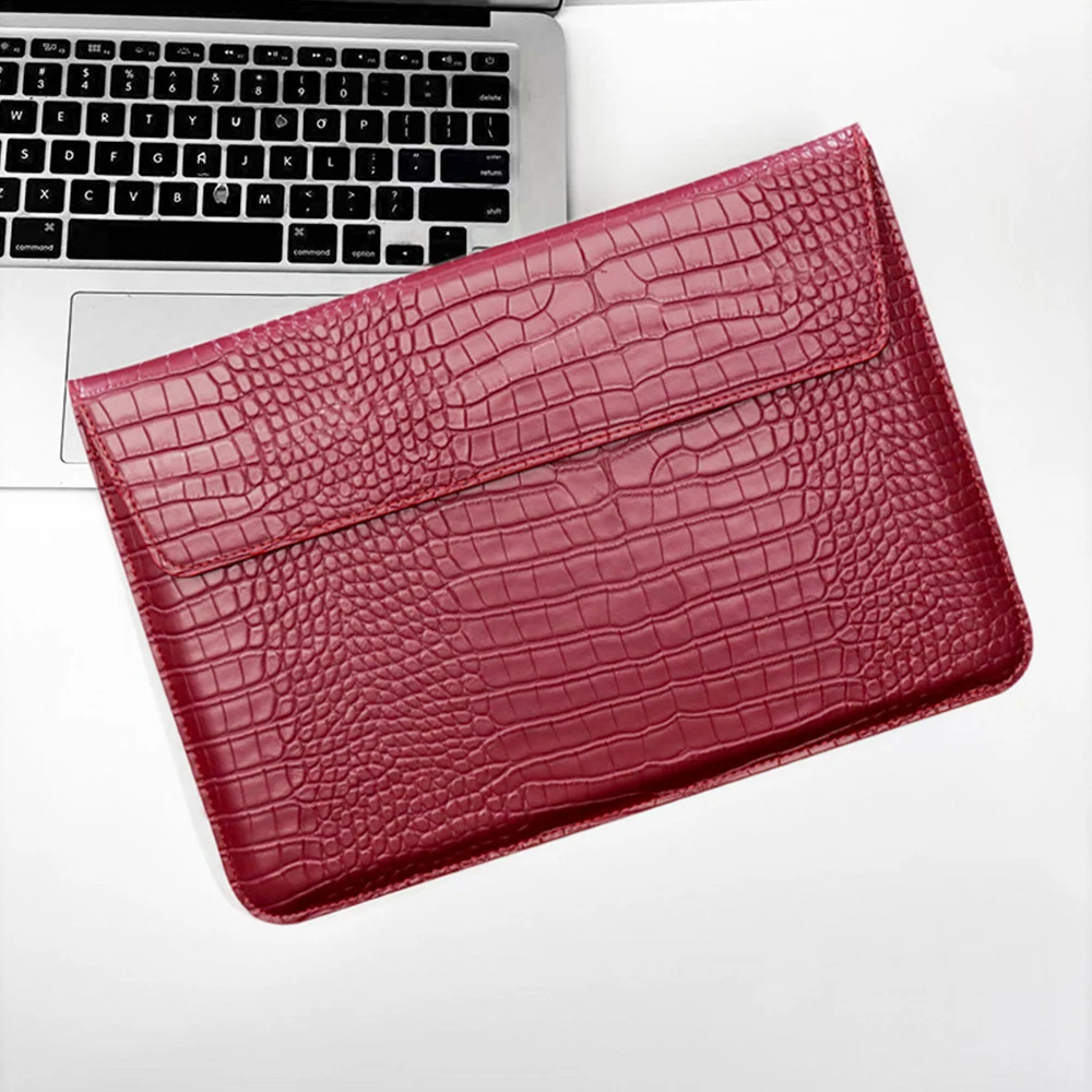 Op maat gemaakte krokodillenprint PU lederen laptoptas voor heren, 13.3/15.4 Pro laptopstandaard hoes, unisex