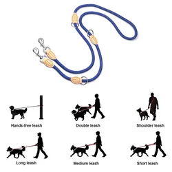 Laisse double polyvalente pour grand chien, 2e génération, moyenne, réglable, nylon, luxe, mains libres, 2 chiens