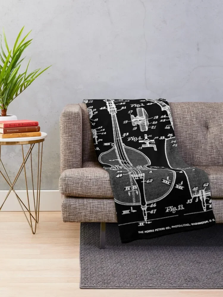 Double Bass Player Bassist Musical Instrument Vintage Patent Throw Blanket Summer Beddings Sofa Throw Picnic Plaid Blankets