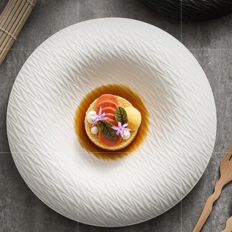 

Creative Ceramic Round Beef Steak Western Food Plate High-end Dessert Plate Salad Bowl Exquisite Hotel Special Tableware