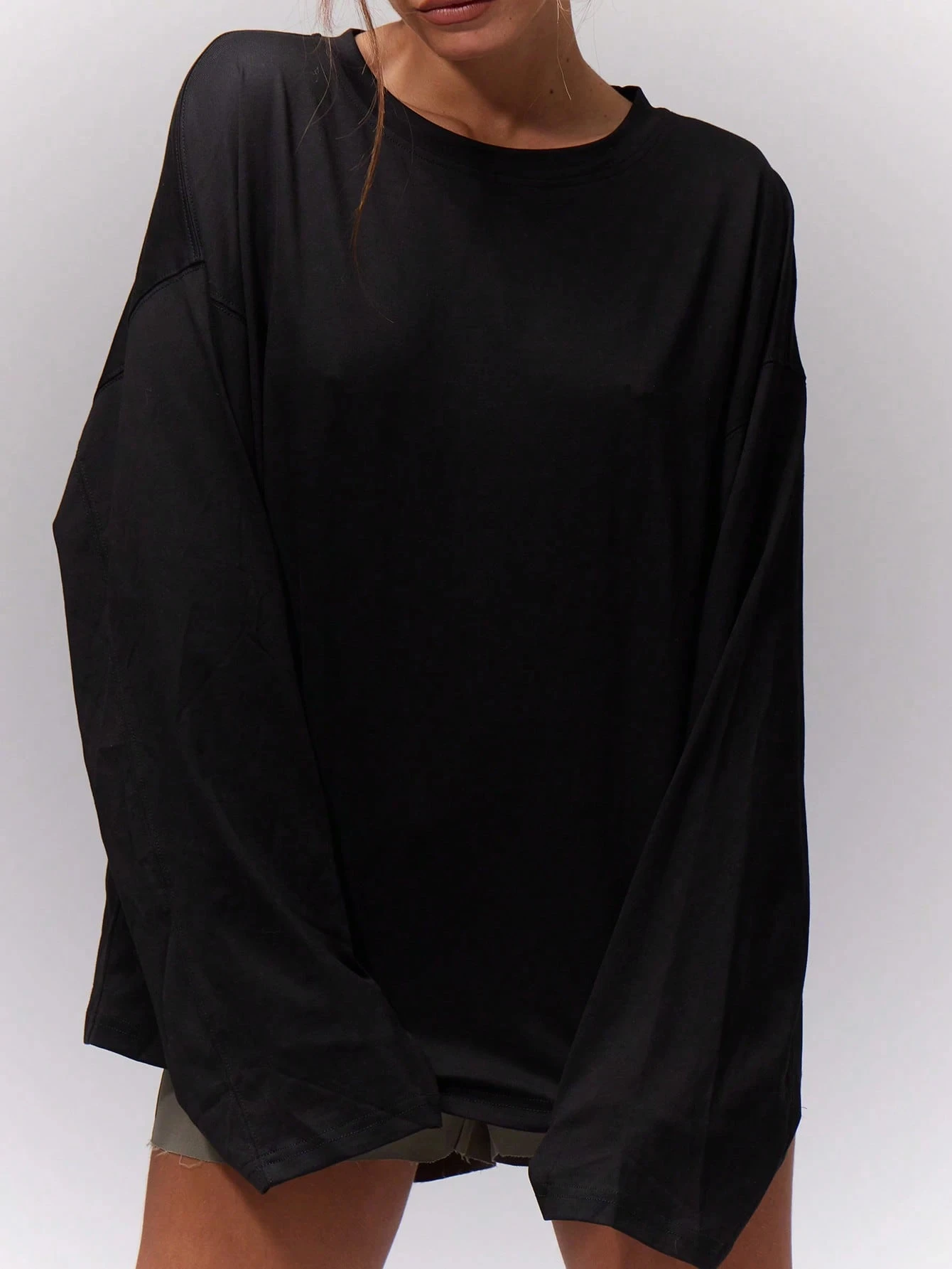 M loose long sleeved shirt casual cute daily oversized T-shirt airport vacation all seasons oversized t shirt