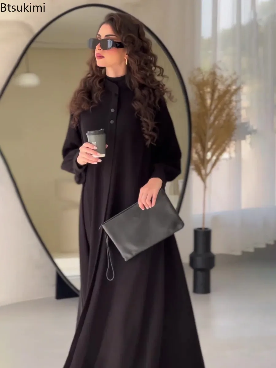 2025 primavera de las mujeres nuevo desplazamientos Casual Maxi vestido de moda suelta de un solo pecho vestido camisero estilo callejero vestido con dobladillo grande Mujer