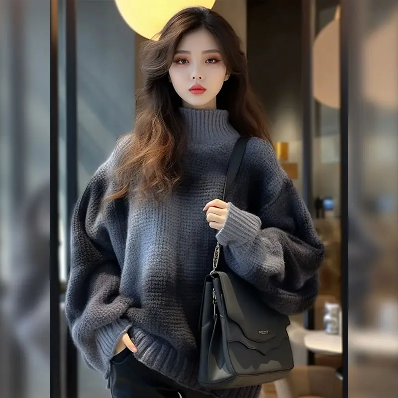 Autumn Winter Casual Loose Thick Tie-dye Sweater Women Vintage Fashion Knitted Warm Comfortable Pullovers