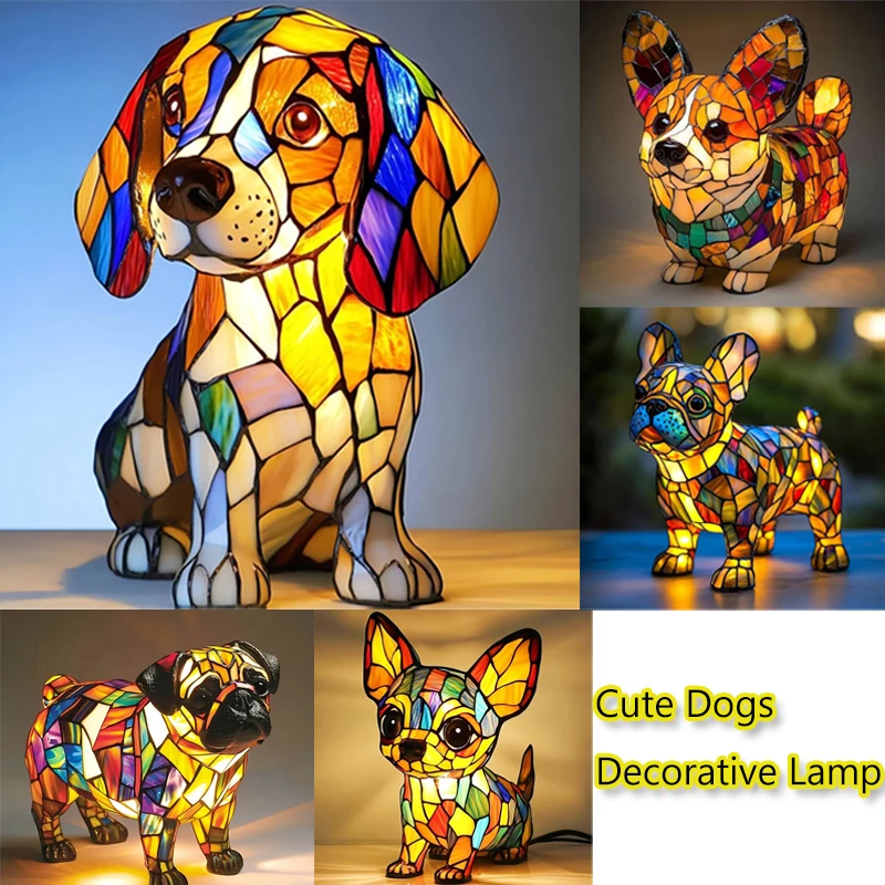 

Colorful Cute Dog Resin Decorative Desk Lamp Mother's Day, Easter, Various Holiday Gifts Aesthetics Of Home Gardening Decoration