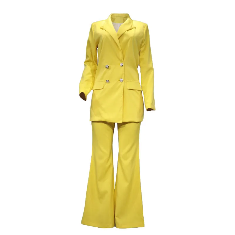 Autumn New Solid Color Casual Suit Wide Leg Pants Suit Two-piece Set Blazer Women\'s Professional Pants Dress Two-piece Suit