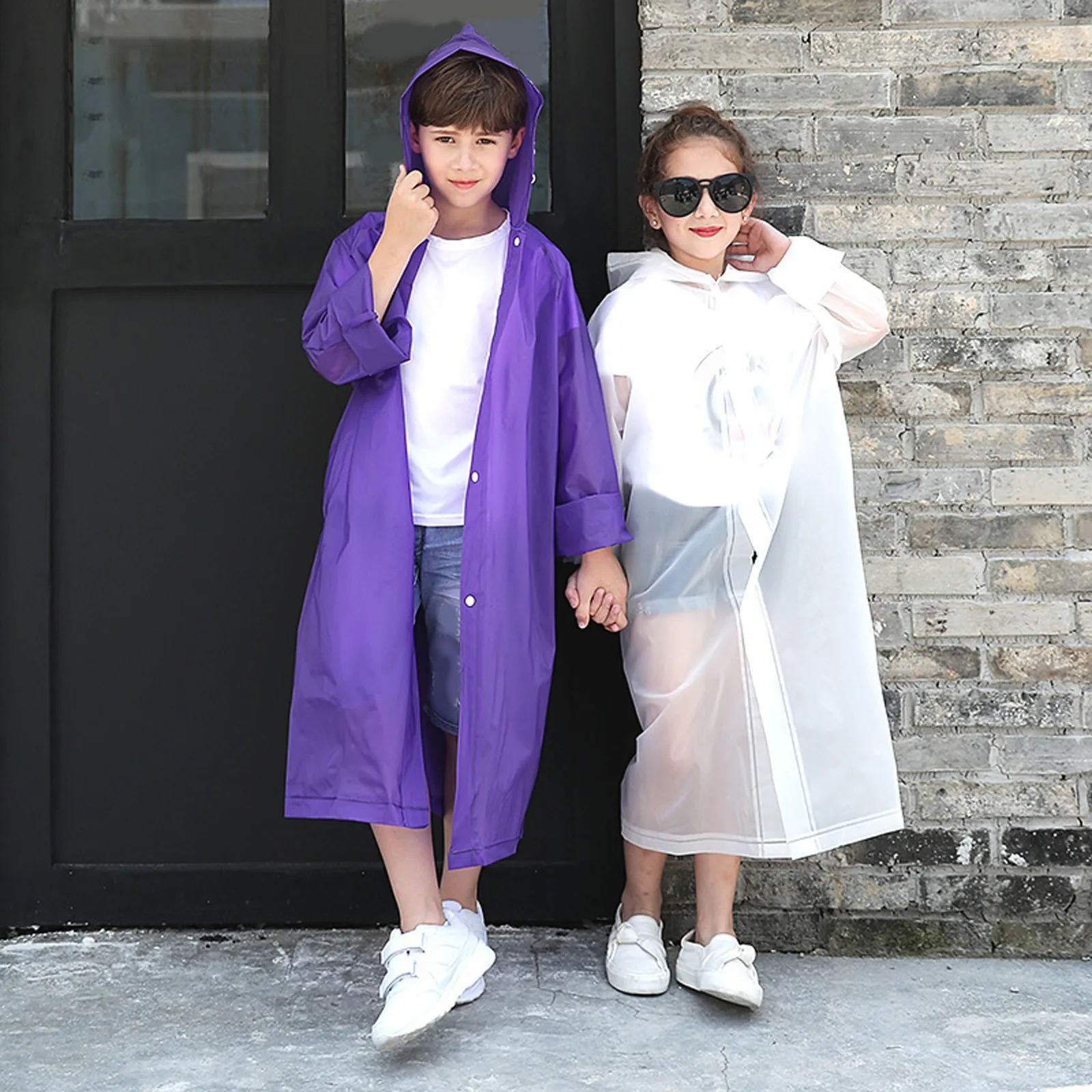 

Children's Eva Raincoat For Kindergarten Primary School Students Boys Girls Rain Poncho Outdoor Hoodie Waterproof Rain Coat