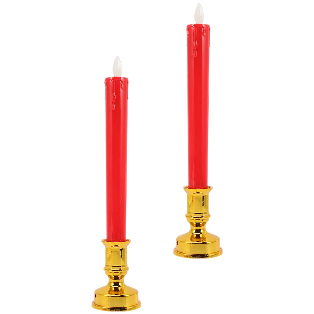 

2Pcs Electric Candles LED Light Flameless Fake Candles for Incense Offering Buddha Wedding Party Decor Portable