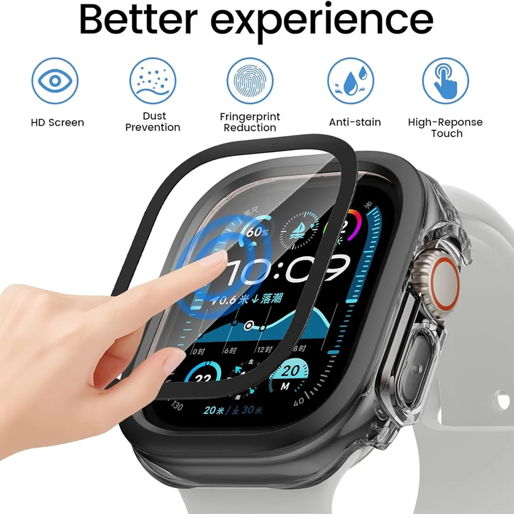 For Apple watch Ultra 2 3 49mm Case 10 11 46mm 42mm Waterproof HD Tempered Glass Metal+PC Bumper cover iWatch Screen Protector