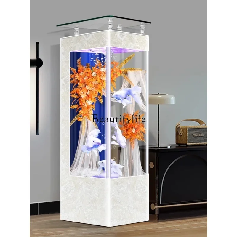 

FG40Household living room floor ecology medium and small vertical aquarium high definition glass water free
