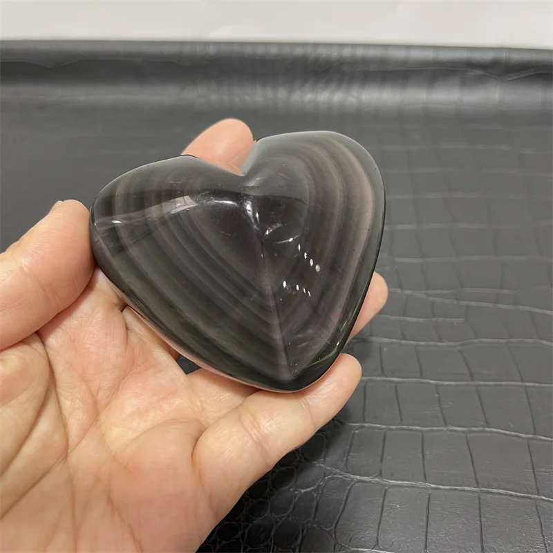 7.9cm Natural Rainbow obsidian heart healing crystal gemstone