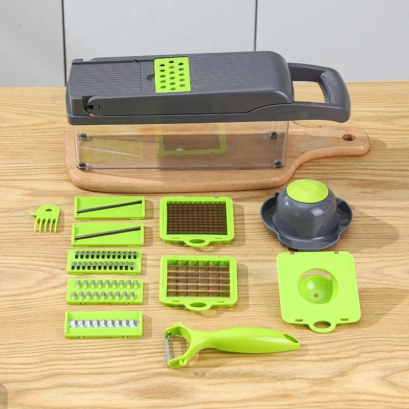 15Pcs Clear Storage Box Multi Function Vegetable Dicer Slicer Cutter Set