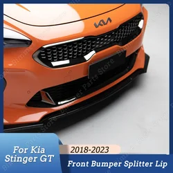 Gloss Black Carbon Look Car Front Bumper Lip Splitter For Kia Stinger GT 2018-2023 Tuning Front Bumper Diffuser Body Kits