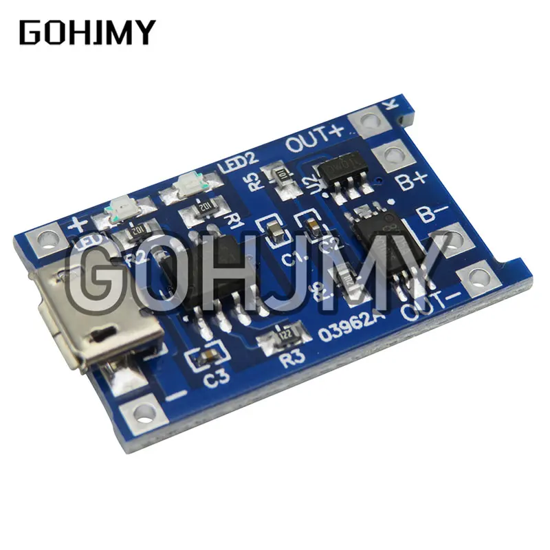 100Pcs Micro USB 5V 1A 18650 TP4056 Lithium Battery Charger Module Charging Board With Protection Dual Functions 1A Li-ion