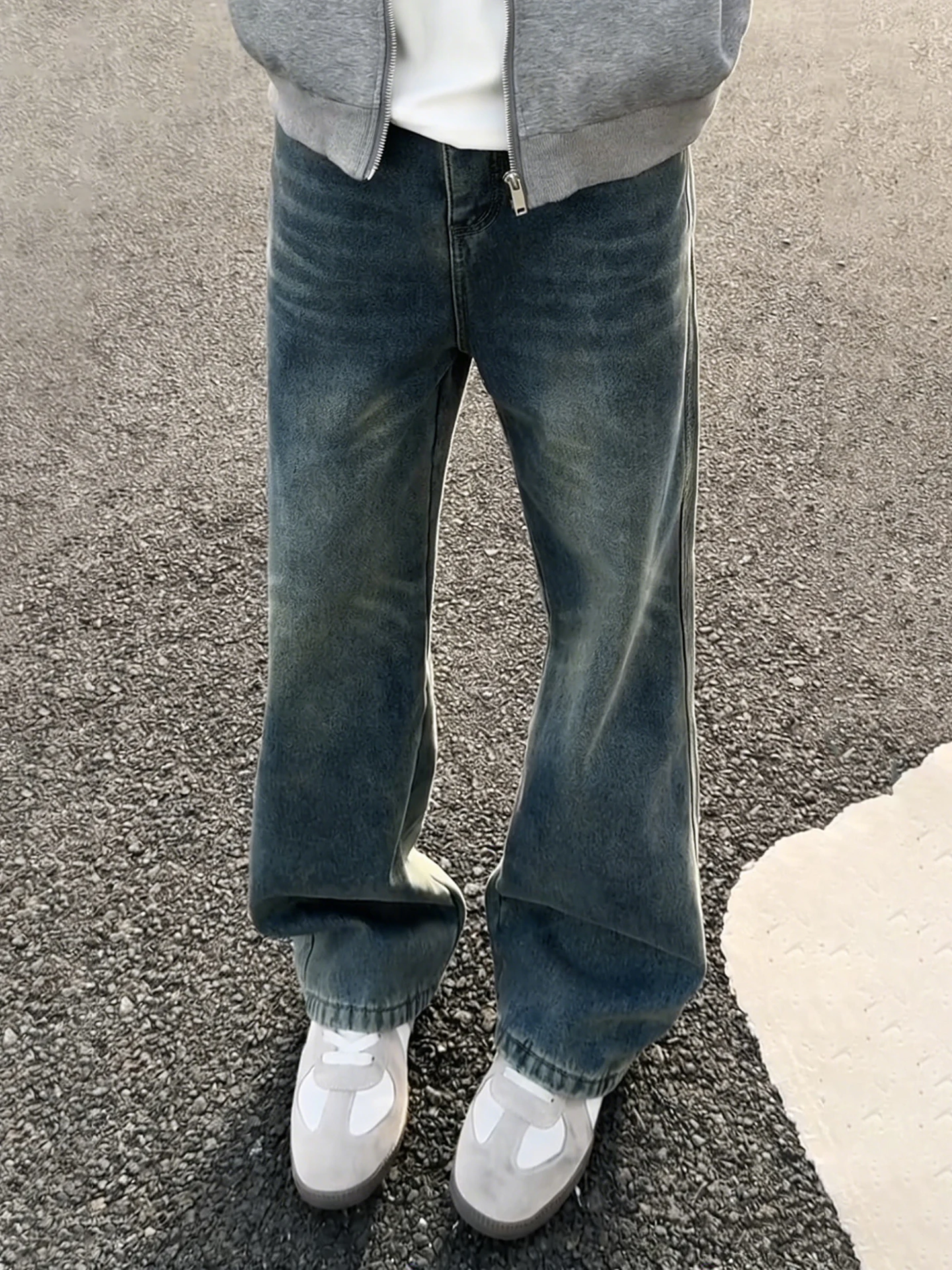 

Мужские зимние джинсы в американском ретро-стиле, утепленные флисом, с широкими штанинами, высокой талией, прямые, слегка расклешенные