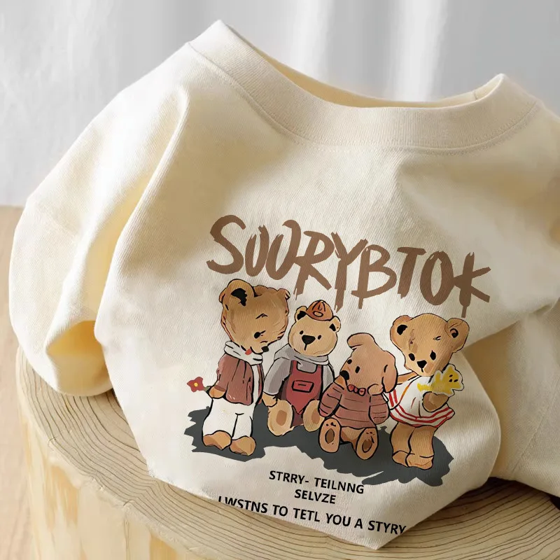 

Round Neck Cartoon Loose T Shirts for Women 2024 Summer Pullover Cute Top