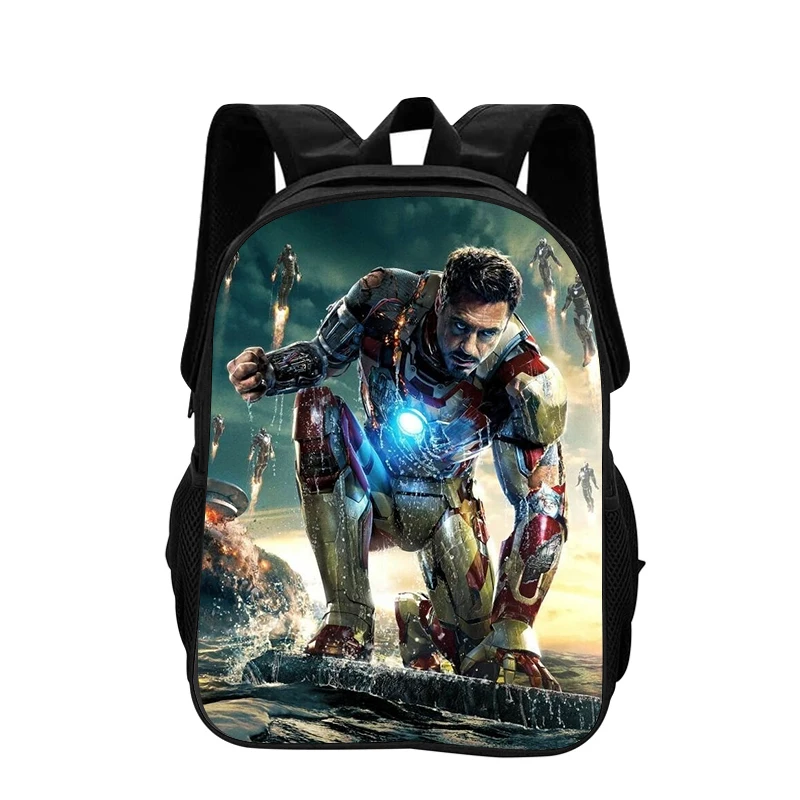 Iron Man กระเป๋าเป้สะพายหลังการ์ตูน Superhero กระเป๋าเป้สะพายหลังเด็กเด็กกีฬากลางแจ้งกระเป๋าเป้สะพายหลังเด็กของขวัญ