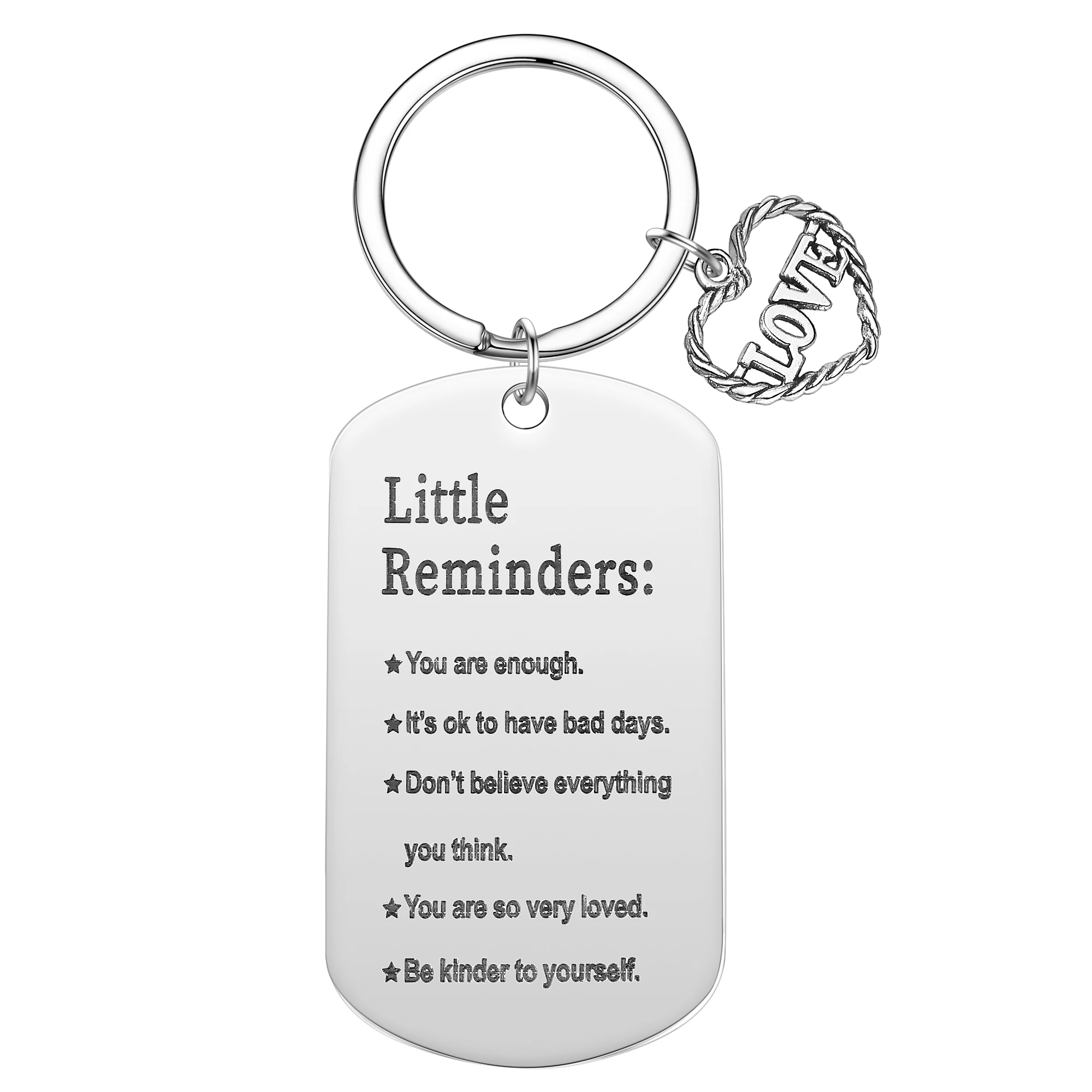 Heart Keychain Little Reminders You Are Enough It's Ok To Have Bad Days High Quality Stainless Steel Keyring Inspiration Gifts