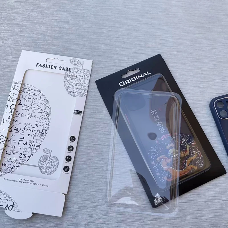 50Pcs/lot Mobile Phone Case Packaging Box Gift Box with Window Cardboard and PVC Tray Display box with Hook up For iphoneX/6/7/8