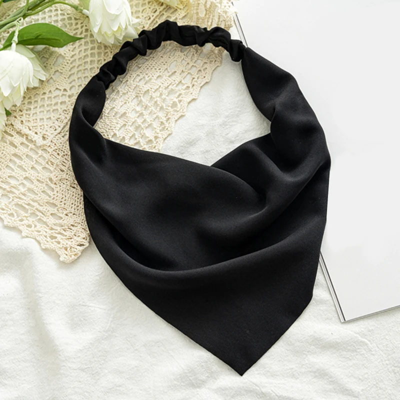 New Solid Triangle Hair Scarf Bohemia Bandana Elastic Hair Band Triangle Scarf Kerchief Women Girl Hair Accessories Headscarf