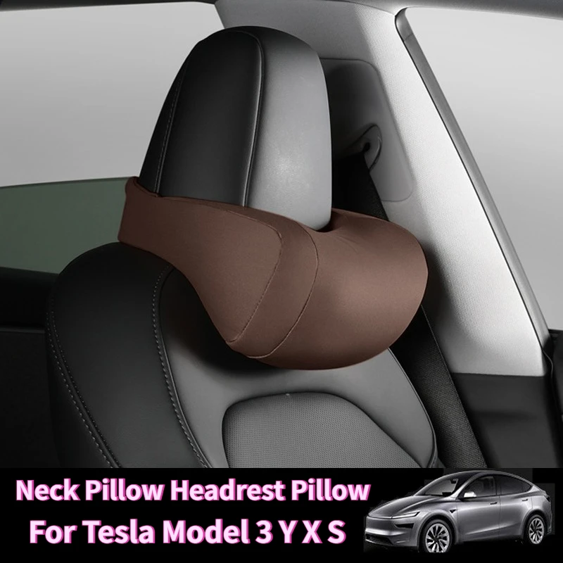 

Замшевая удобная подушка для шеи в подголовнике для Tesla Highland Model 3/Y Model S Model X, аксессуары, автомобильная подушка для шеи для путешествий