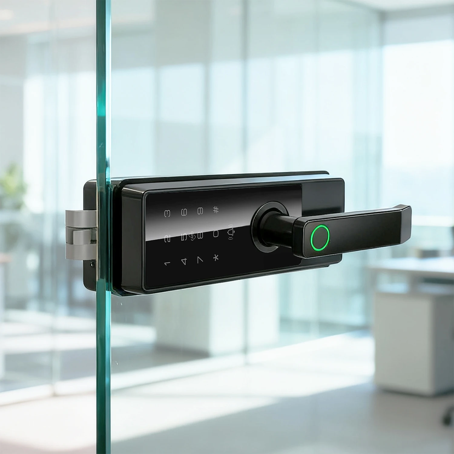 

Office Frameless Glass Door Handle Biometric Fingerprint Digital Electronic Smart Lock for Glass Door