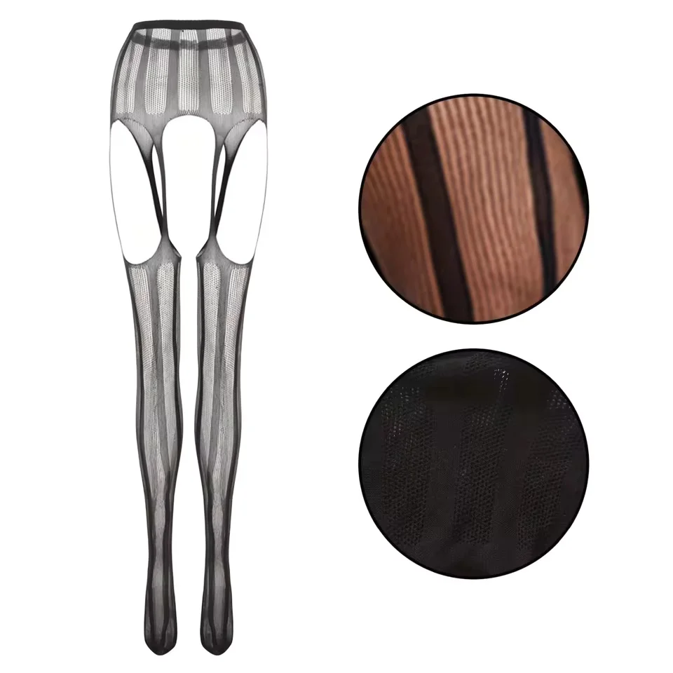 Heiße Damen-Netzstrumpfhose mit Strapsgürtel, Oberschenkelhohe Sommerstrümpfe, sexy Strumpfhosen ﻿ – Detail 5