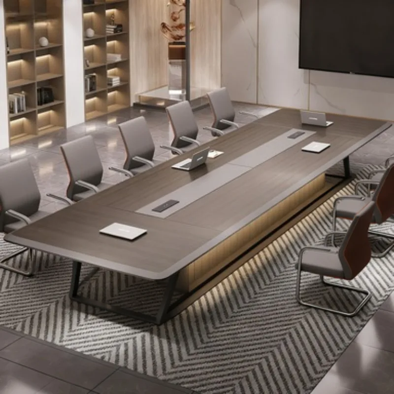 

Большой офисный конференц-стол: простой, современный, длинный стол для переговоров, элитная мебель для совещаний с покраской под дерево