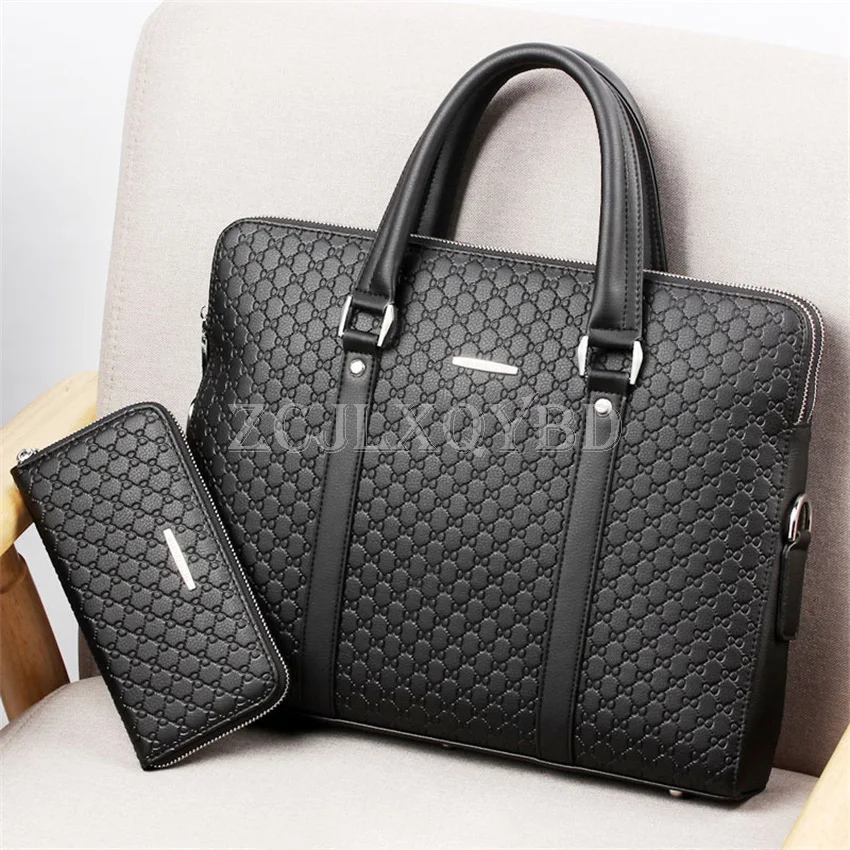 Imagem -02 - Nova Dupla Camada de Couro Masculino Maleta de Negócios Casual Bolsa de Ombro Computador Portátil Bolsa de Viagem Masculina