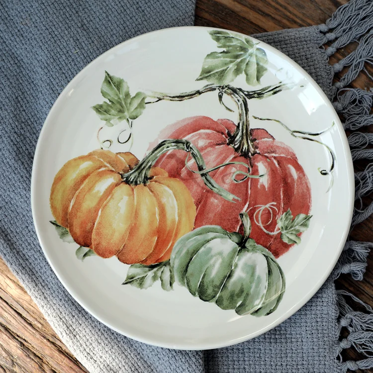 New Pumpkin Series Ceramic Plate Home Fried Dish Western Dim sum Fruit Snack Dish Home Decoration