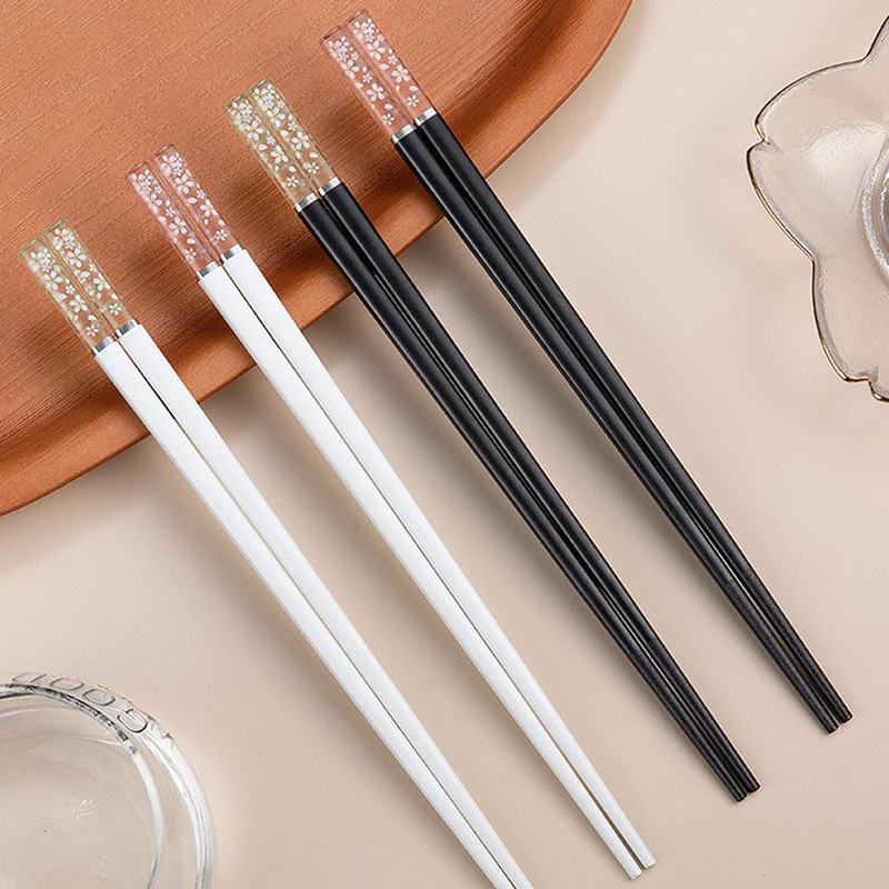 Palillos chinos japoneses antideslizantes, palillos de Sushi, palillos coreanos de Metal reutilizables, vajilla de aleación saludable, 24cm, 120 ℃, 1 par