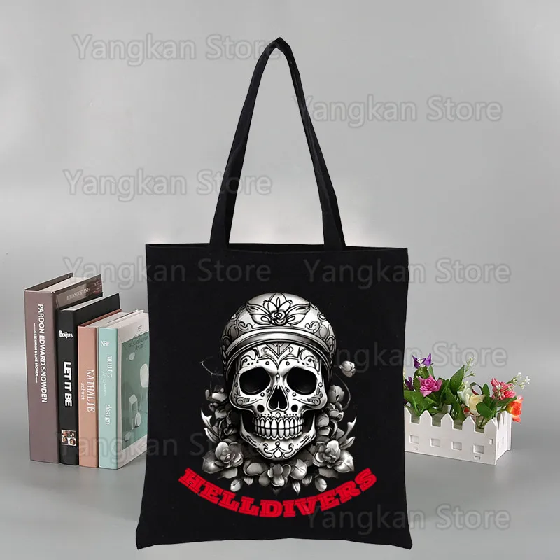 Helldivers Custom Images Fashion Travel Canvas Bags Tote Bag Shopping Original Design Grocery Bag Pures Shopper