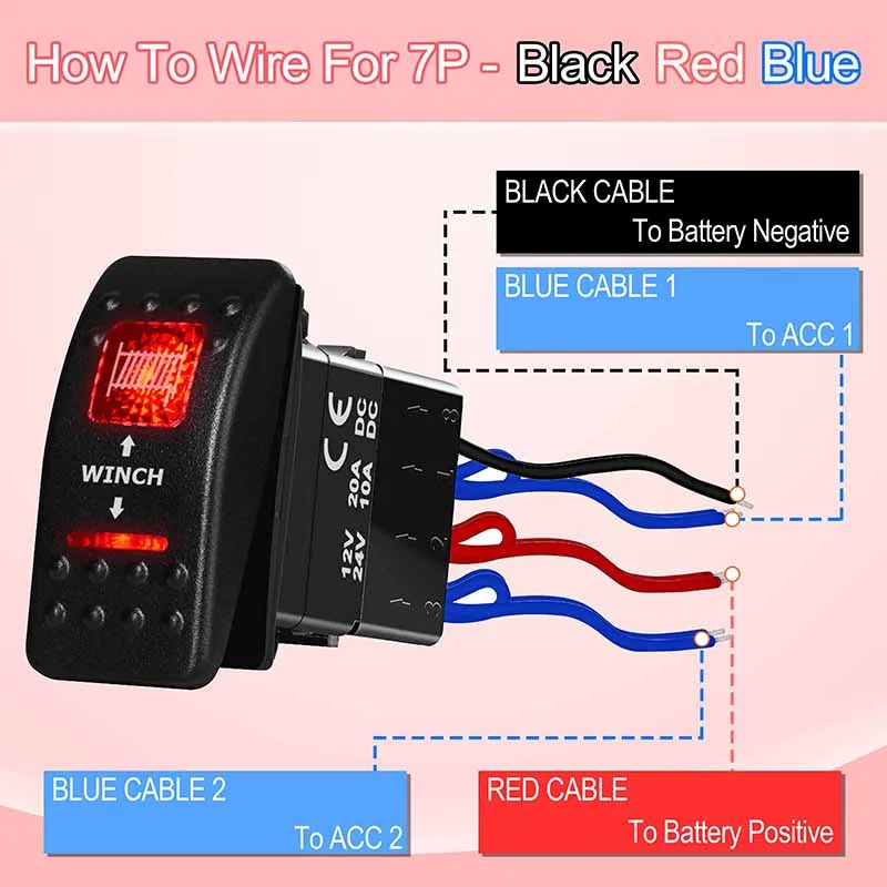 12V 24V Red Led Hazard Rocker Switch with Plug Socket SPST / DPDT Toggle Switch for Carling Car RV Narva Marine Dash Panel Boat