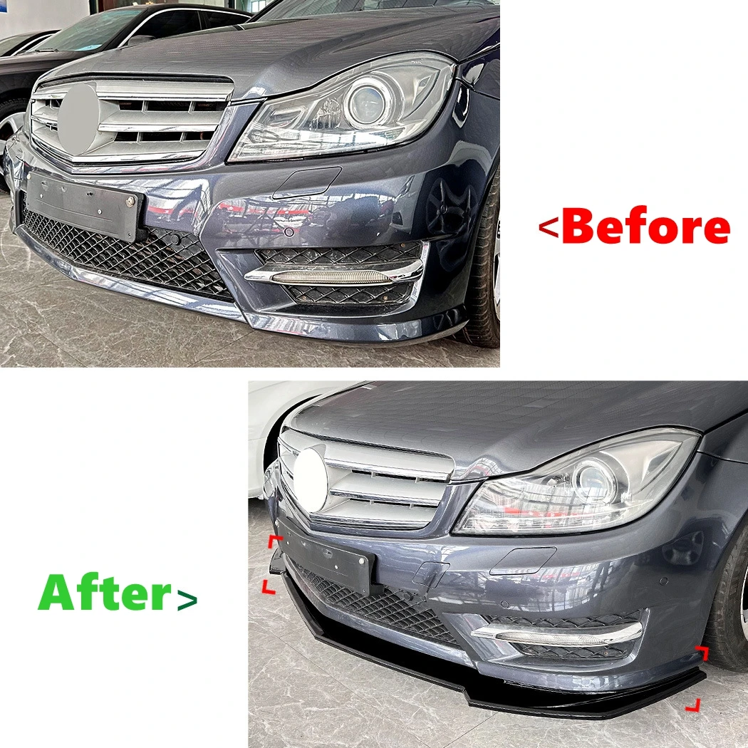 Front Bumper Lip Spoiler Splitter For Mercedes-Benz C Class W204 S204 Facelift 2011 2012 2013 2014 AMG Line ABS Body kits