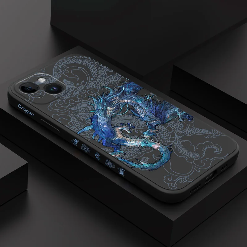 Blue Dragon Phone Case For iPhone 17 17 Air 16 16e 15 14 13 12 11 Plus Pro Max Mini Silicone Cover