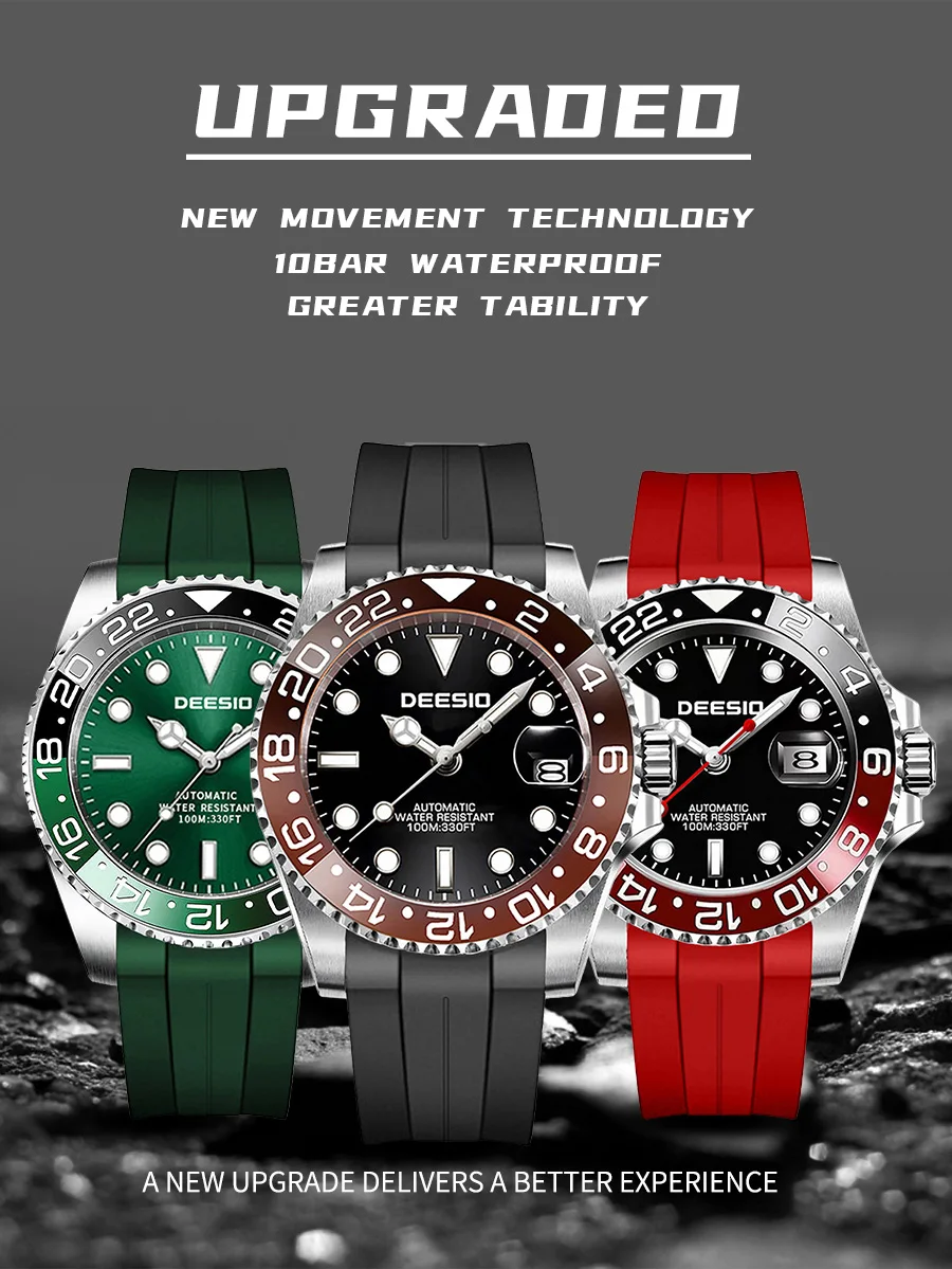 Deesio Automatische Mechanische Uhr für Herren 41mm 316L Edelstahl Uhr Leuchtende Zeiger 30M Wasserdicht Kostenloser Versand – Detail 1