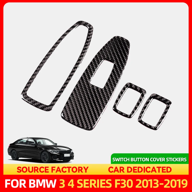 

Стайлинговые молдинги, хит продаж, 4 шт., углеродное волокно, салон автомобиля, переключатель подъема окна, крышка, наклейки, отделка для BMW 3 4 серии F30 F32 20