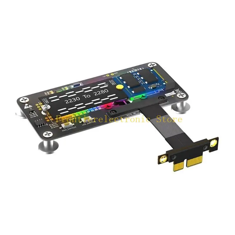 G8DB Convert NVME to PCIE Expansion Board Cooling Fan and Color Changing LED