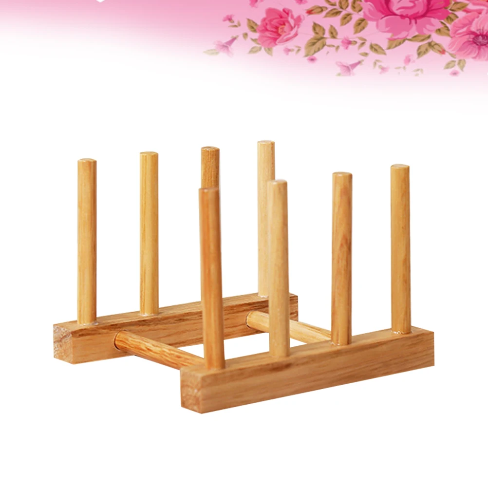 Solid Wood Drain Rack Bamboo Dish Rack with Multi-Compartment Drying Drainer for Plates Bowls Cups Storage Kitchen Cabinet