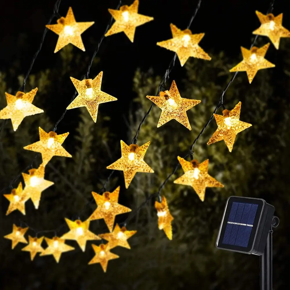 Zonne-Ster Lichtslingers 100led 8 Modi Buitenshuis Kerstverlichting Waterdichte Ster Twinkelverlichting Voor Kerst Gazon Tuinen Patio