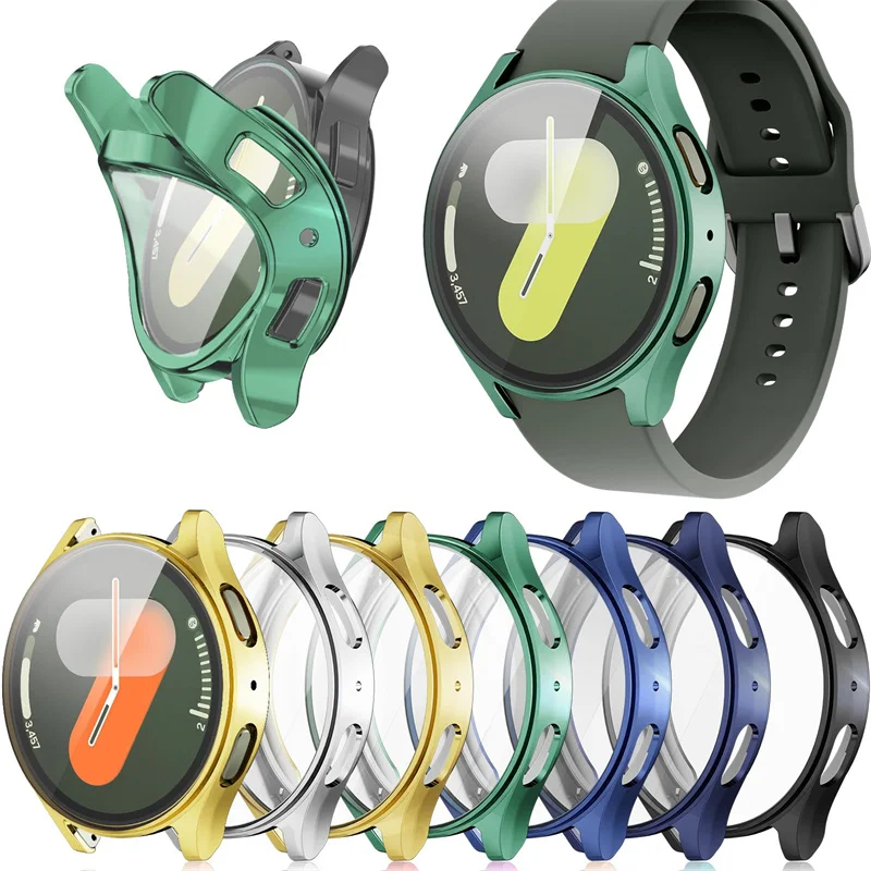 Uhrengehäuse für Samsung Galaxy Watch 4/5/6/7/FE 40 mm 44 mm, Displayschutzfolie, TPU, Rundum-Stoßstange, Schutzhülle, Watch 6 40–44 mm